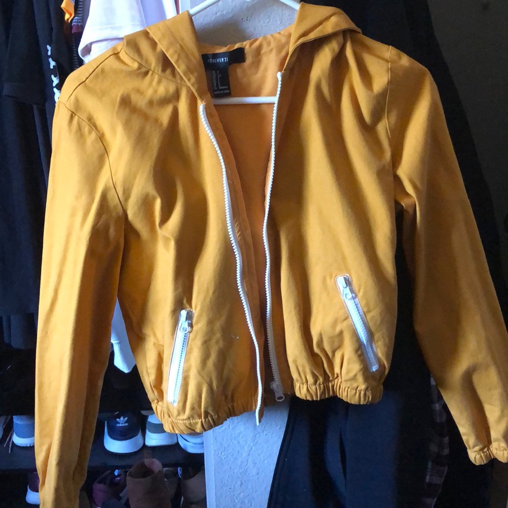 Cropped Yellow Zip Up Jacket